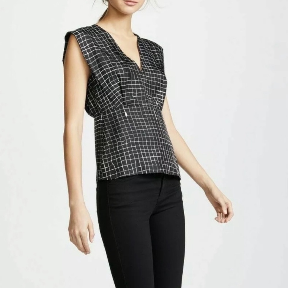 THEORY Kimono Pleat Silk Blouse.